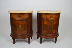 Pair of French Art Deco Mahogany Bedside Tables Nightstands, 1920s
