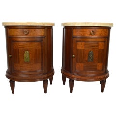 Pair of French Art Deco Mahogany Bedside Tables Nightstands, 1920s