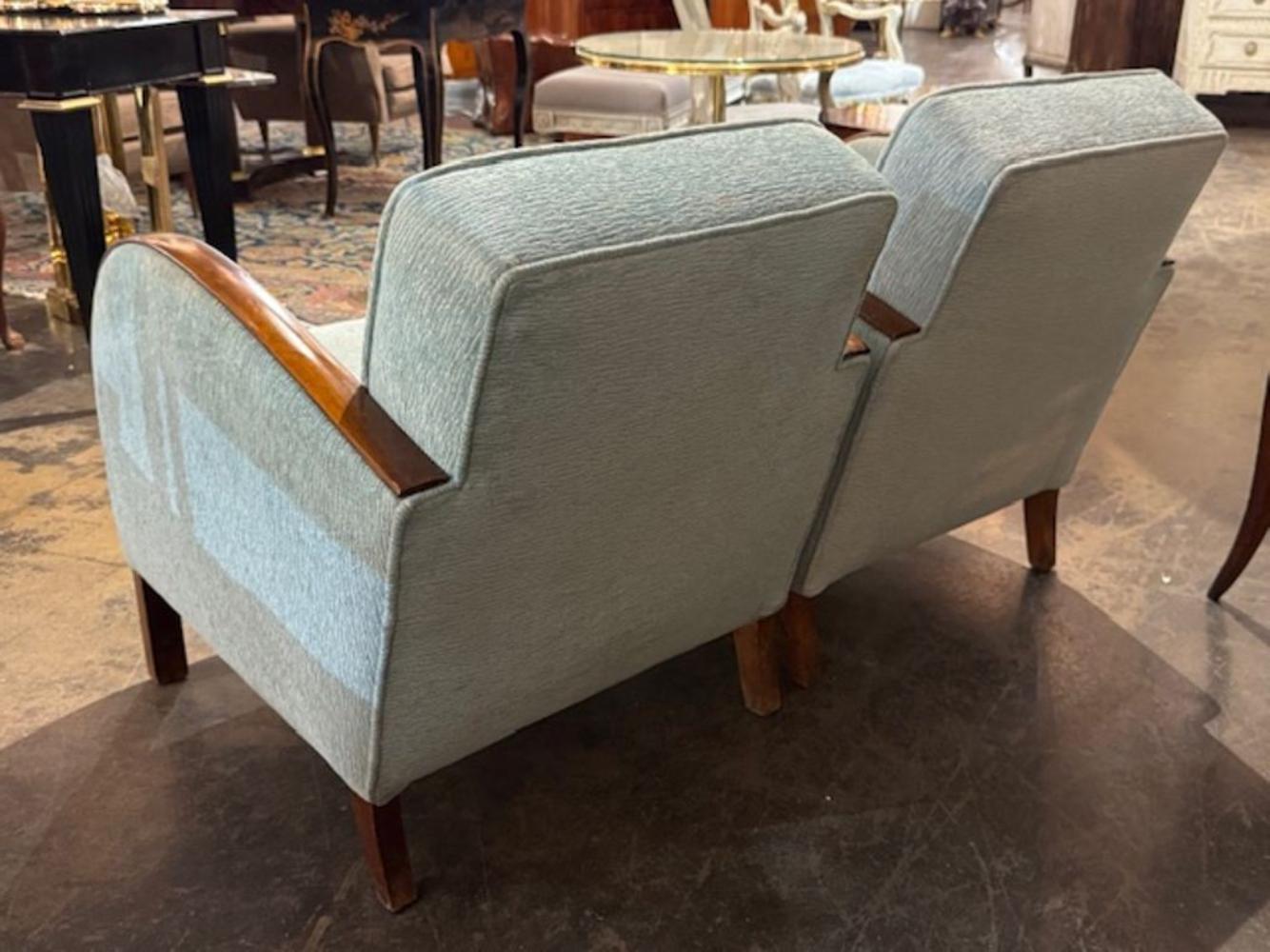 Pareja de sillones Club franceses Art Decó de caoba Francés en venta