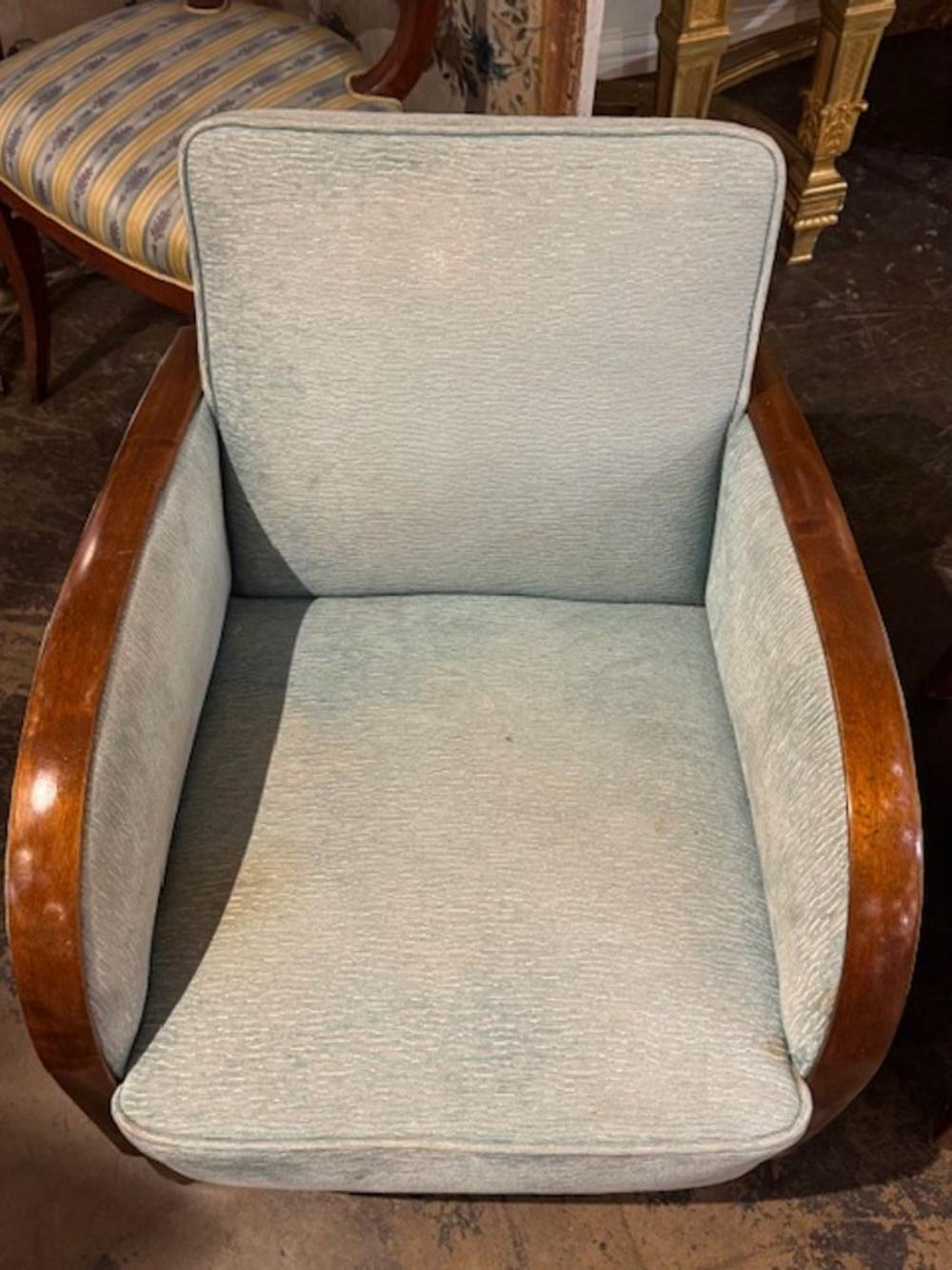 Pareja de sillones Club franceses Art Decó de caoba Tapicería en venta