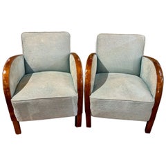 Pareja de sillones Club franceses Art Decó de caoba