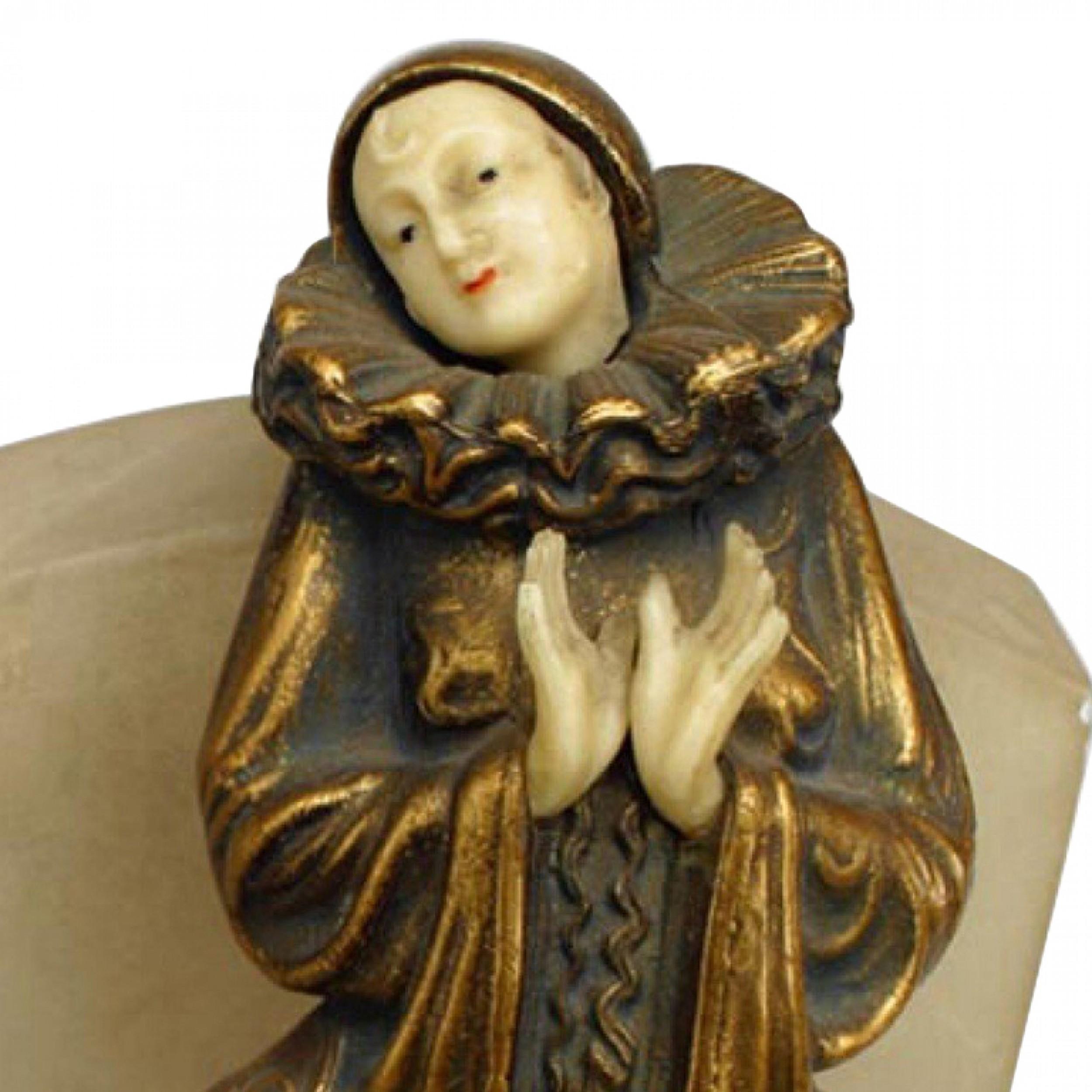 Pair of French Art Deco Marble Harlequin Bookends In Good Condition For Sale In Queens, NY