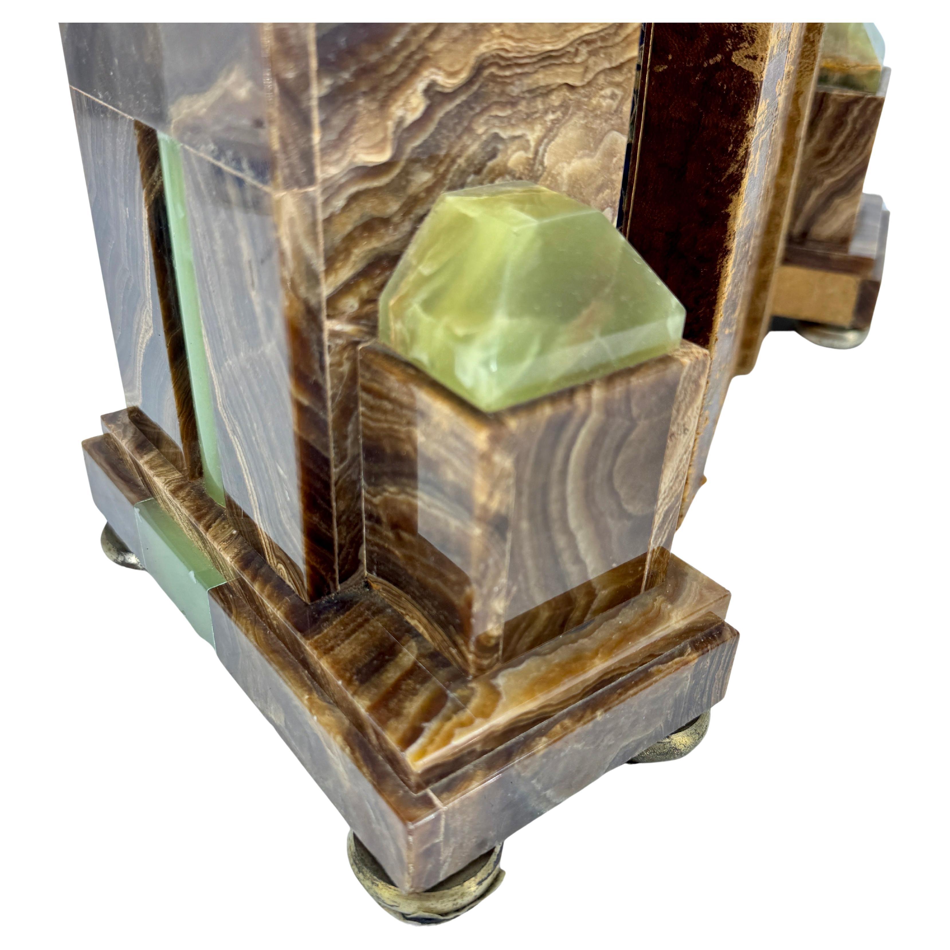 Pair of French Art Deco Marble Onyx Bookends Planters In Good Condition In Haddonfield, NJ