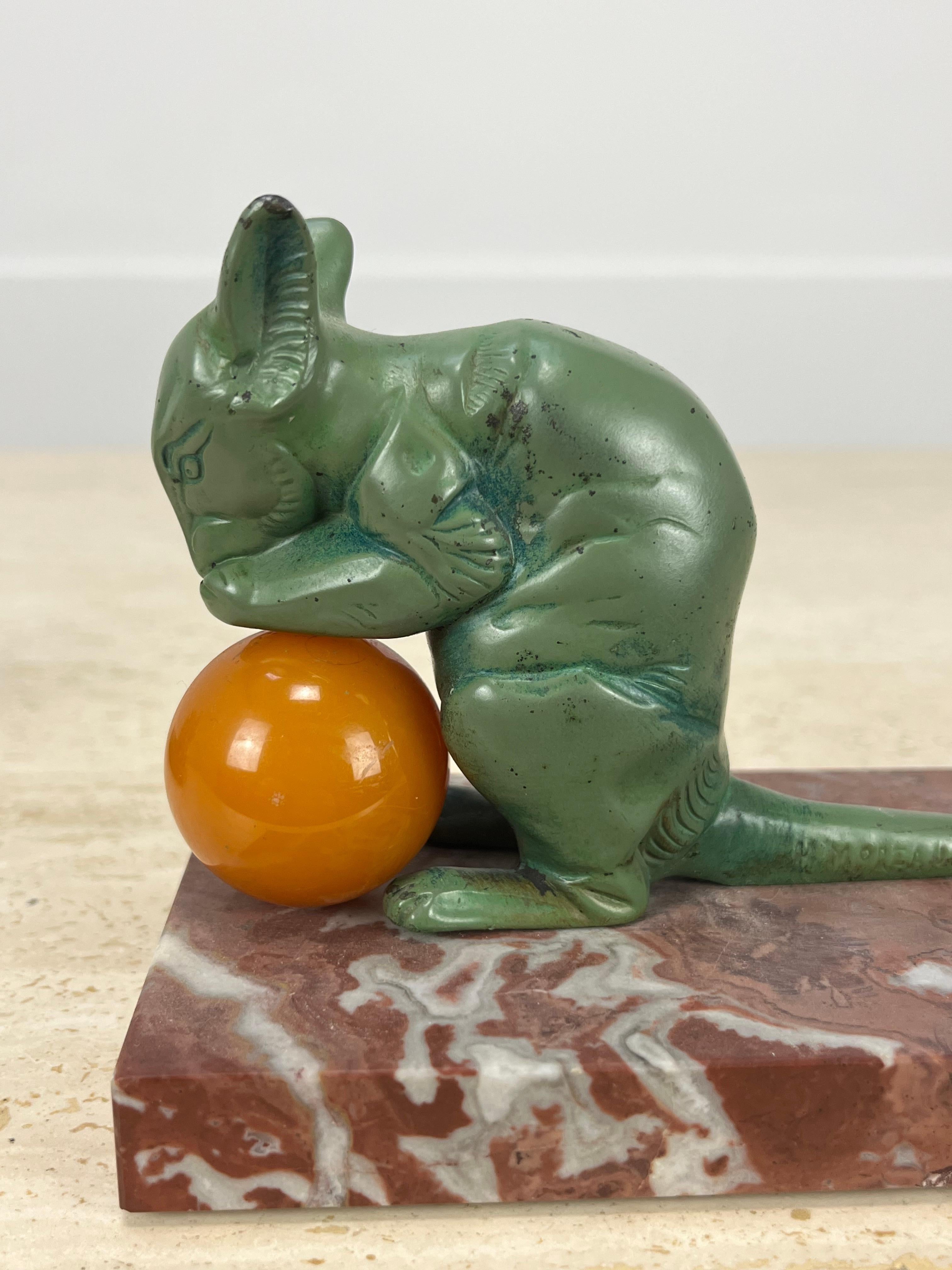 Pair of French Art Deco mice Bookends by H. Moreau For Sale 9