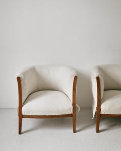Pair of French Art deco / Modernist Barrel or Club Armchairs