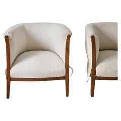 Pair of French Art deco / Modernist Barrel or Club Armchairs
