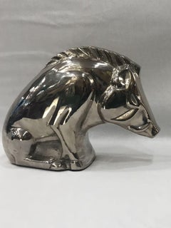 Pair of French Art Deco Nickel-Plated Brass Bookends, 1930-1940