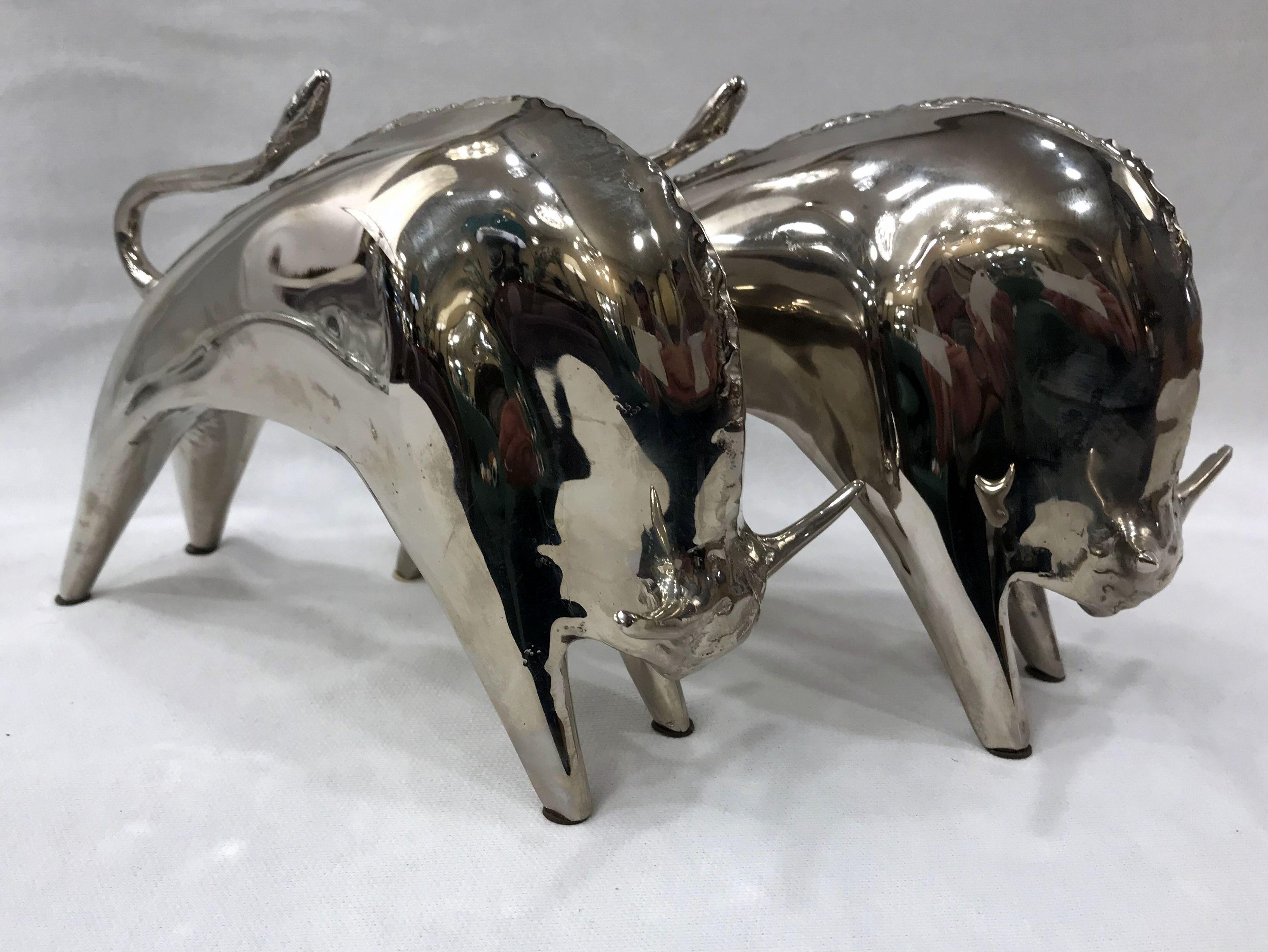 Pair of French Art Deco Nickel-Plated Brass Bookends, 1930-1940 For Sale 1