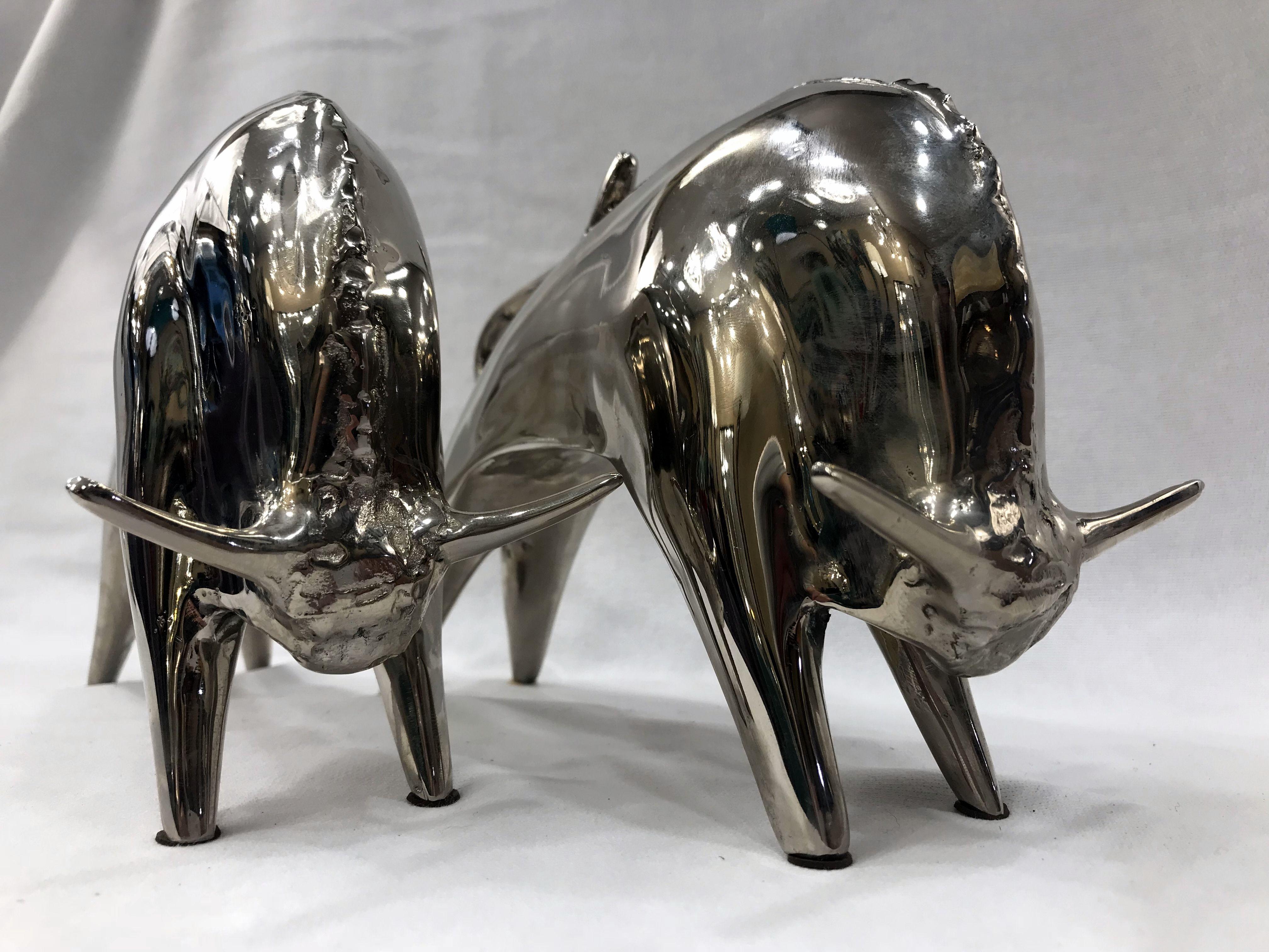 Pair of French Art Deco Nickel-Plated Brass Bookends, 1930-1940 For Sale 2