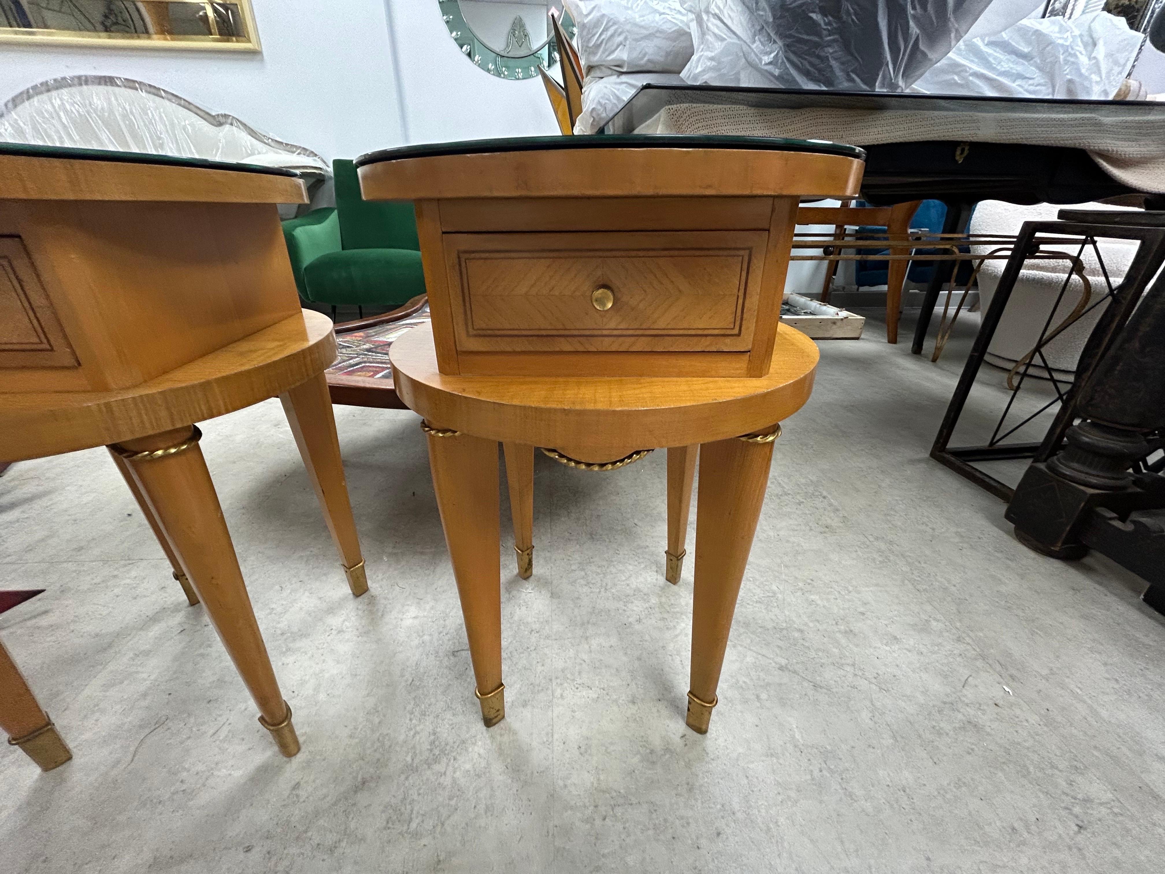 Glass Pair of French Art Deco Nightstands For Sale