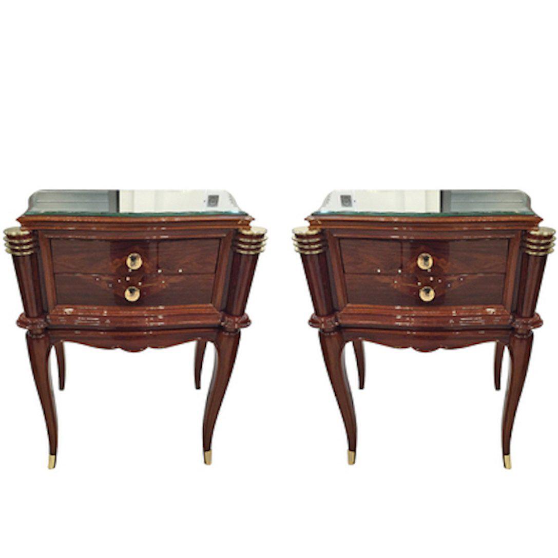 Pair of French Art Deco Nightstands in the Style of Jules Leleu