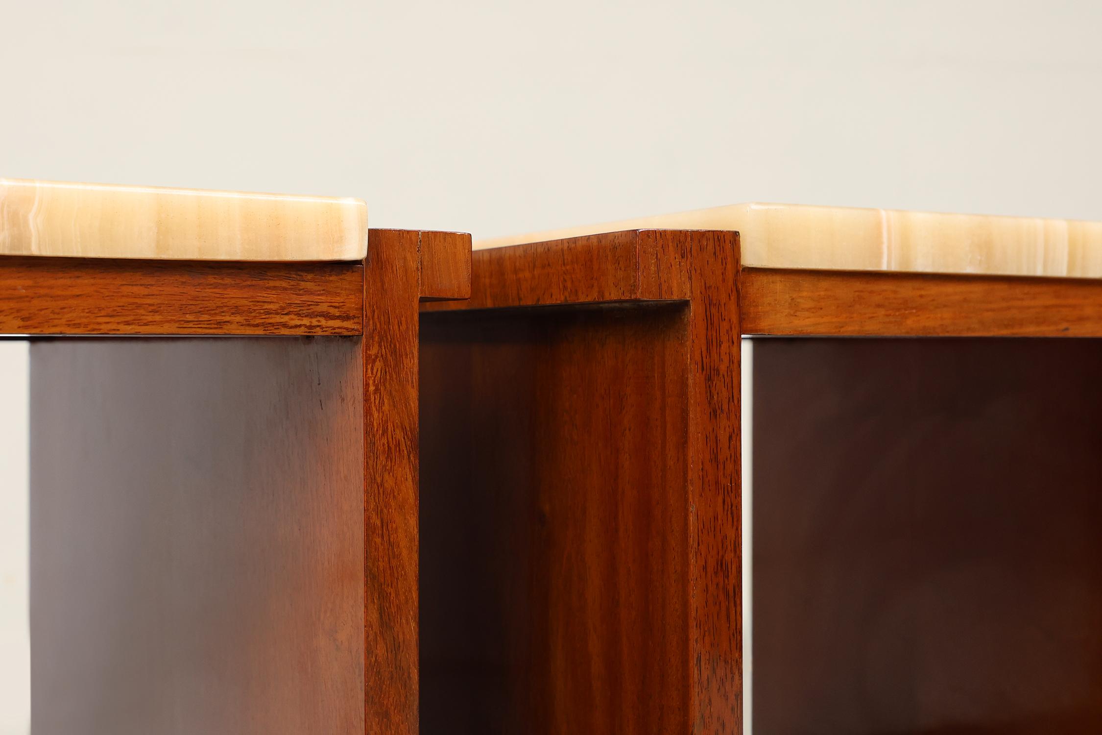 Pair of French Art Deco nightstands with marble top, ca. 1925 For Sale 6