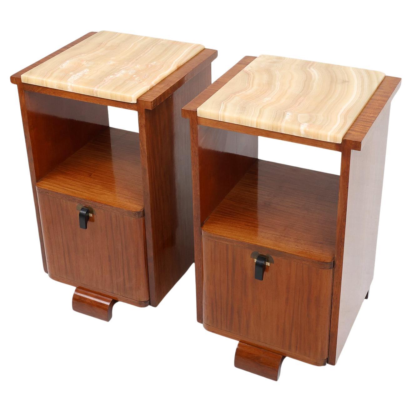 Pair of French Art Deco nightstands with marble top, ca. 1925