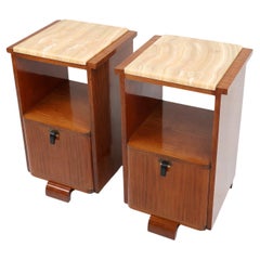 Pair of French Art Deco nightstands with marble top, ca. 1925