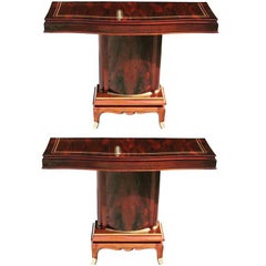Pair of French Art Deco Palisander Console Tables by Jules Leleu, circa 1930s