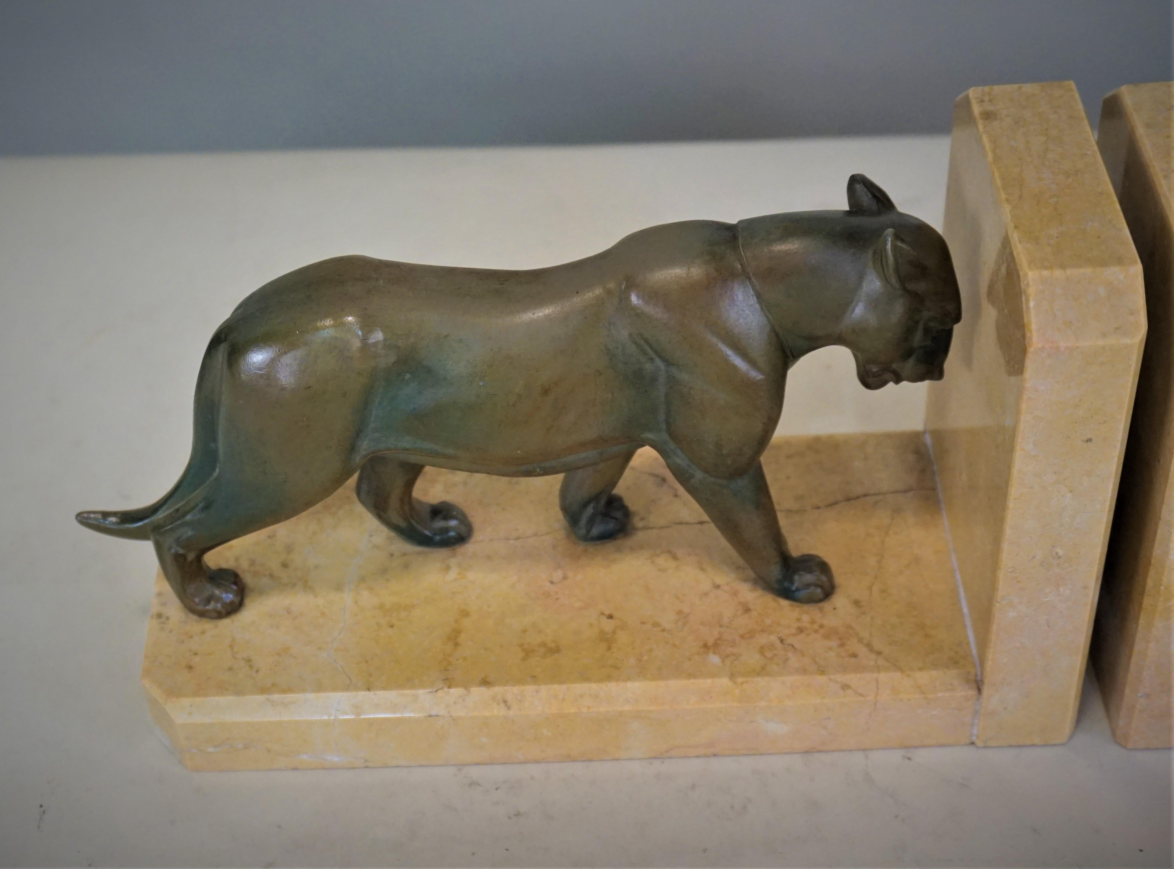 Painted Pair of French Art Deco Panther Bookends