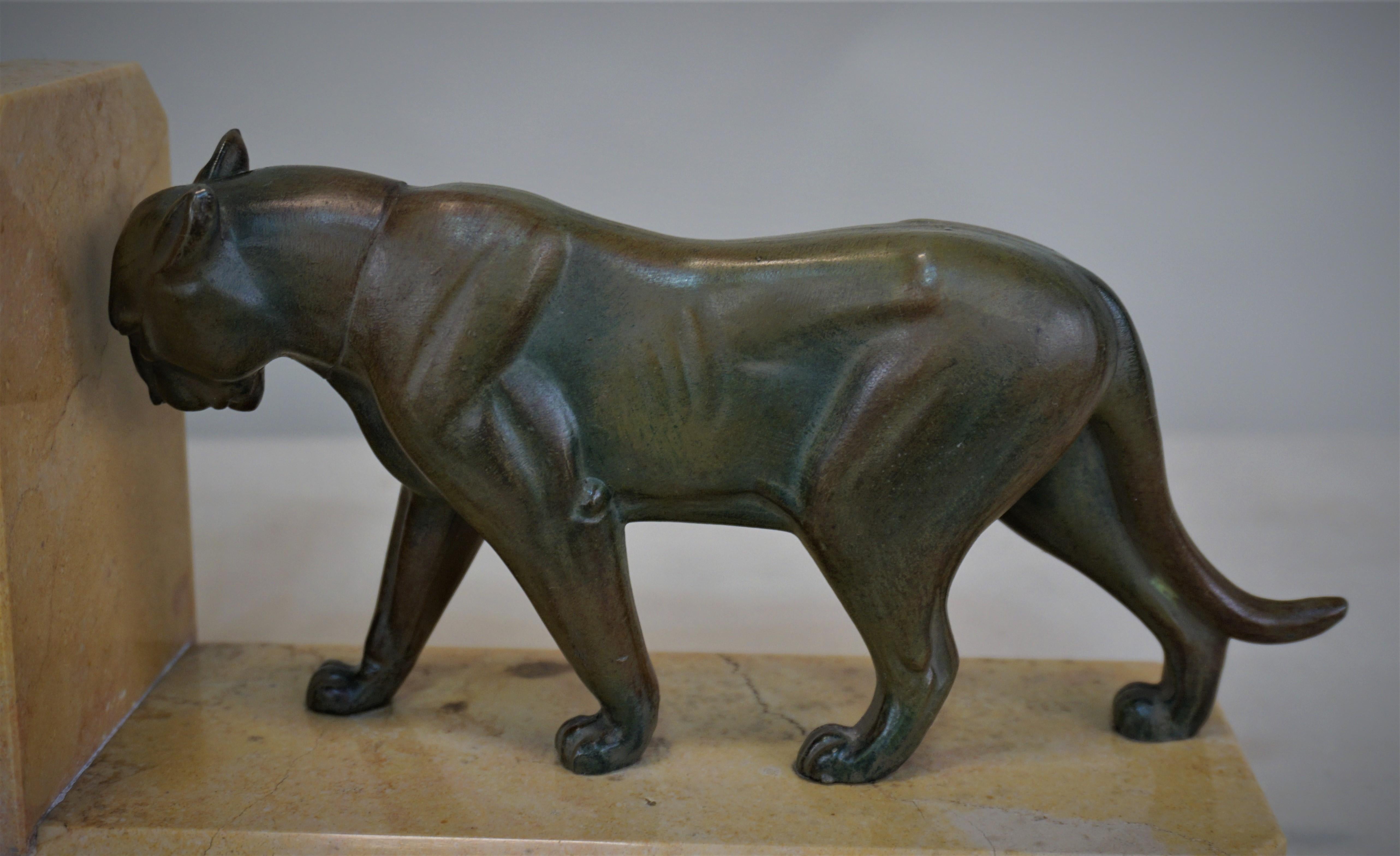 Spelter Pair of French Art Deco Panther Bookends