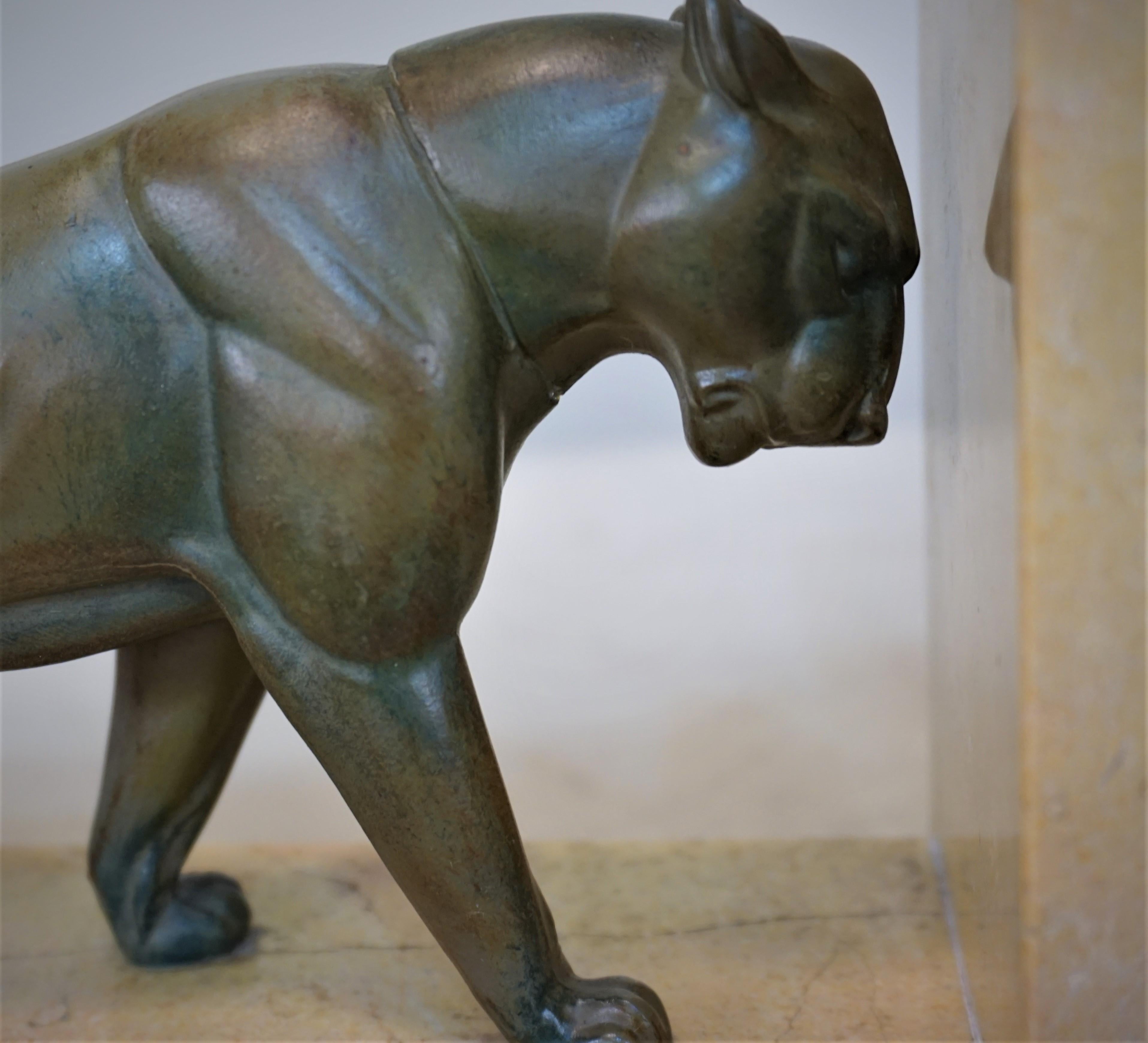 Pair of French Art Deco Panther Bookends 1