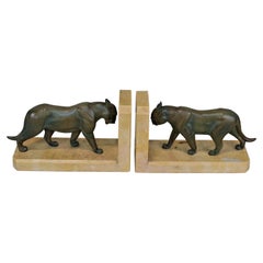 Pair of French Art Deco Panther Bookends