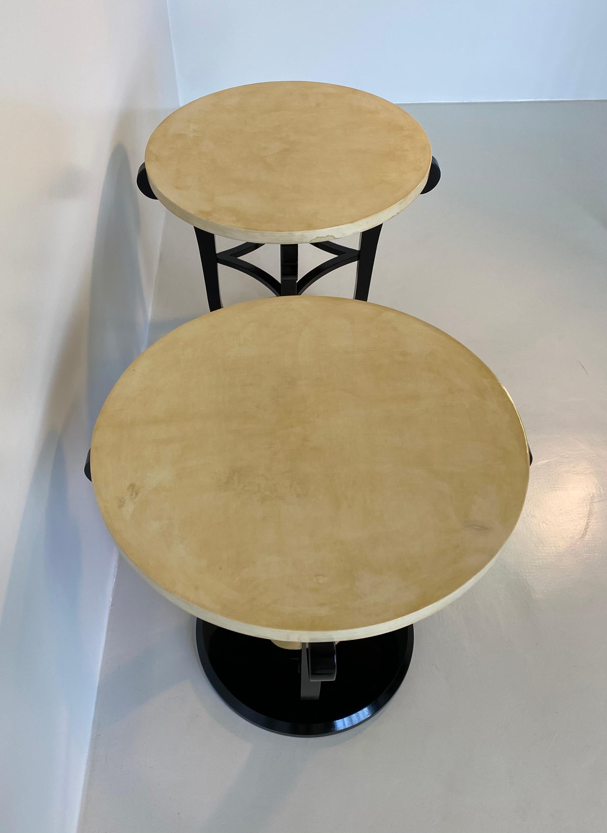Pair of French Art Deco Parchment and Gold Leaf Side Tables 3