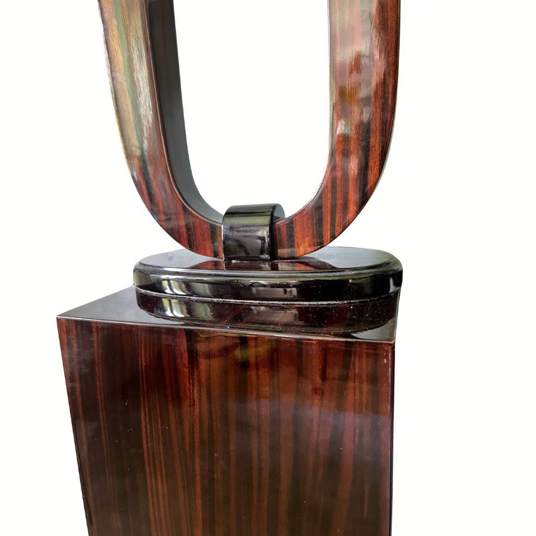 Paire de piédestaux et de lampes de bureau Art déco français, ébène de Macassar, années 1930 Bon état - En vente à Budapest, HU
