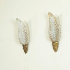 Pair of French Art Deco Period Glass and Bronze Sconces by Ezan, circa 1943