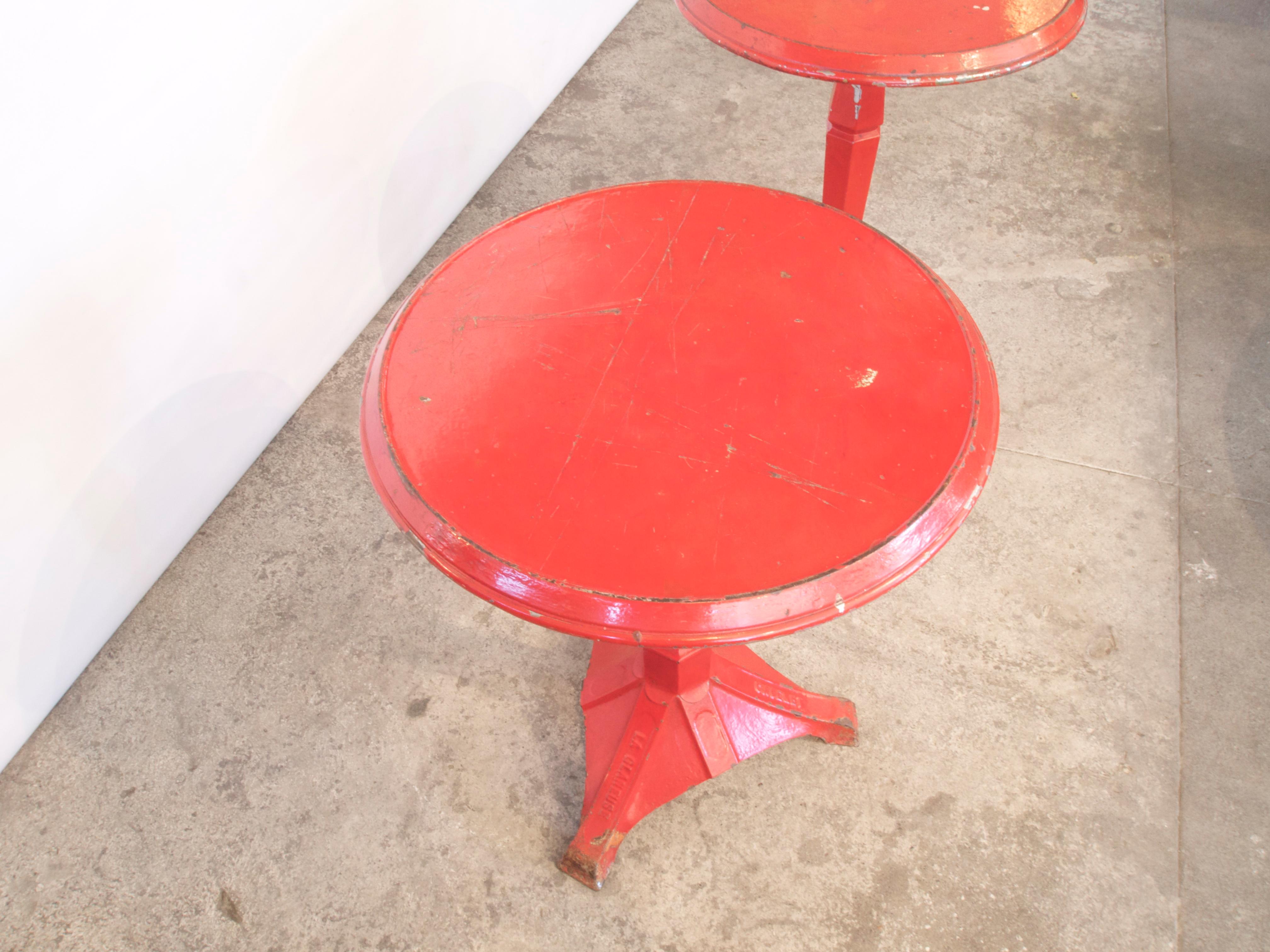 Pair of French Art Deco Period Painted Metal Bistro Tables 4
