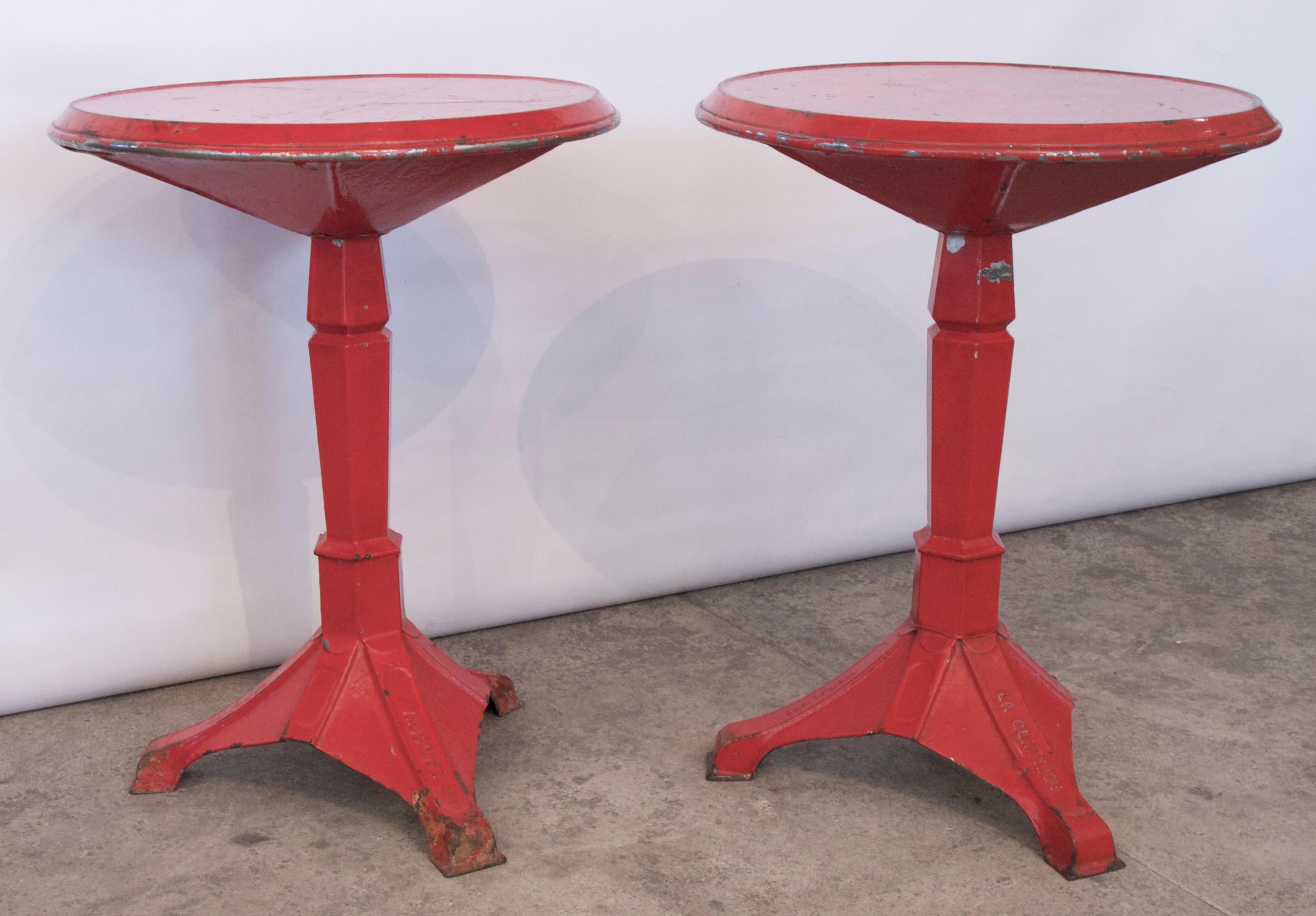 20th Century Pair of French Art Deco Period Painted Metal Bistro Tables