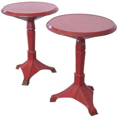 Pair of French Art Deco Period Painted Metal Bistro Tables