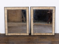 Pair of French Art Deco Pine and Ebonized Wall Mirrors, circa 1920