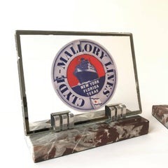 Pair of French Art Deco Rouge Griotte Marble Photo Frames, 1930, France