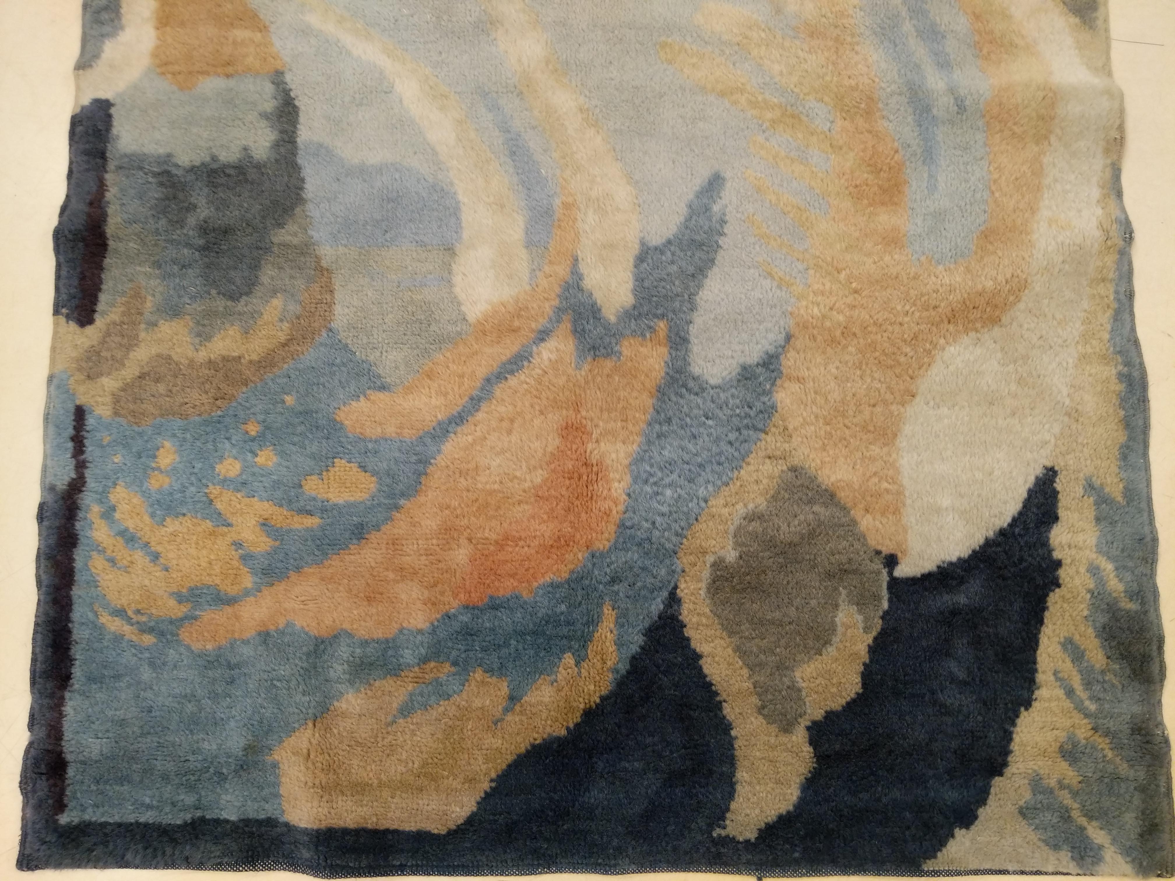 Wool Pair of French Art Deco Rugs Designed by Jean Burkhalter for Pierre Chareau For Sale