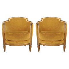 Antique Pair of French Art Deco Salon Chairs by Paul Folllot, circa 1925