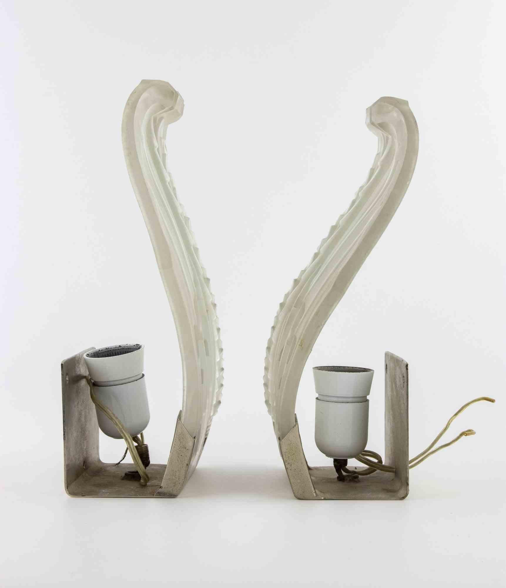 Pair of French Art Deco Sconces, 1940s For Sale 5