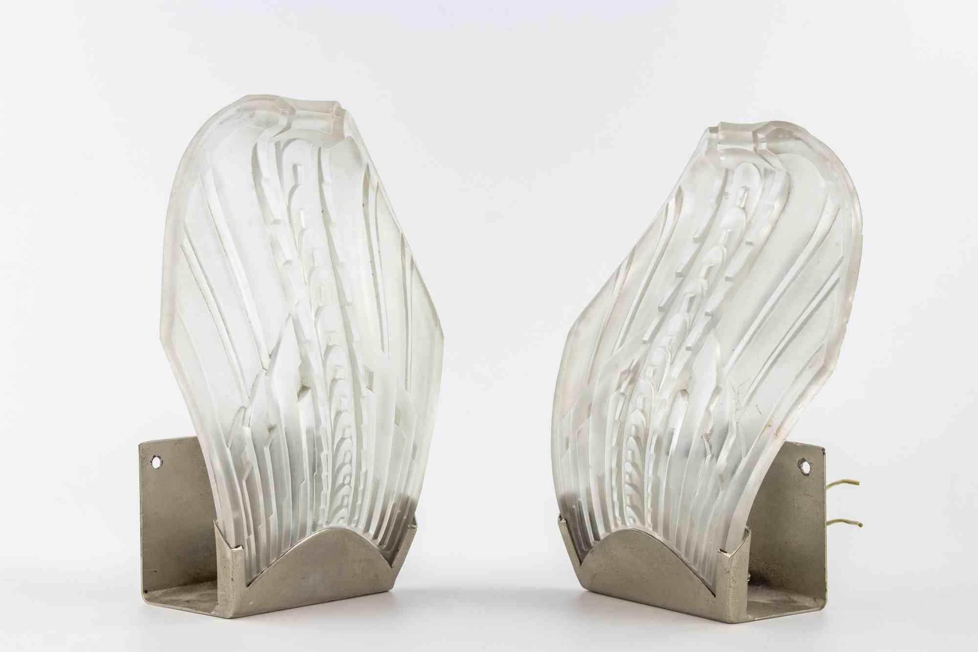 Pair of French Art Deco Sconces, 1940s For Sale 1