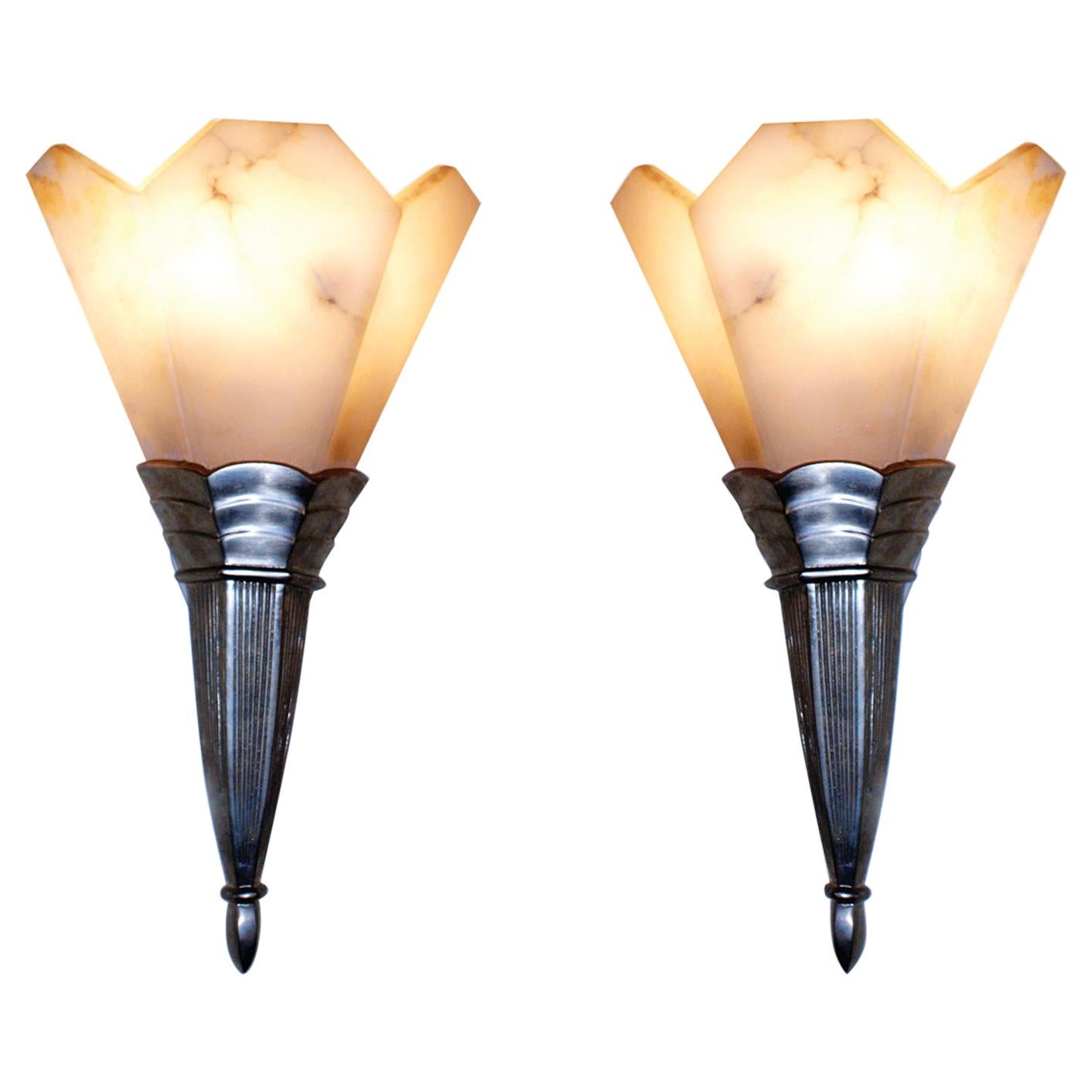 Pair of French Art Deco Sconces Attributed to Albert Cheuret