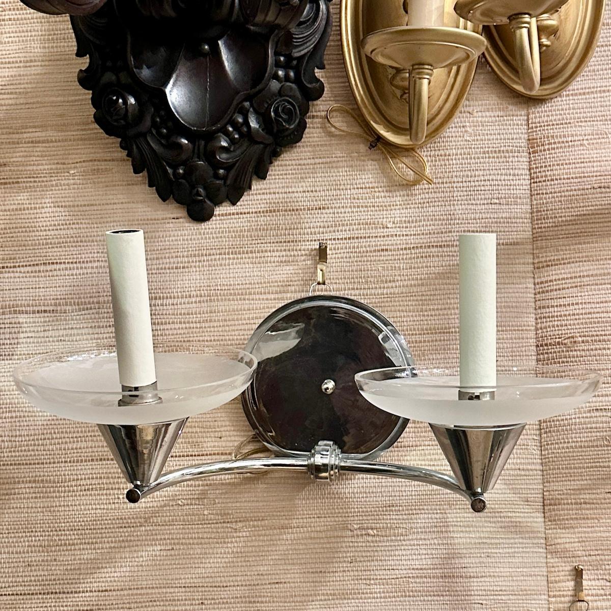 Mid-20th Century Pair of French Art Deco Sconces For Sale