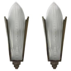Pair of French Art Deco Sconces Signed by Genet et Michon