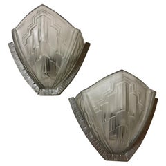 Antique Pair of French Art Deco sconces Signed By Noverdy