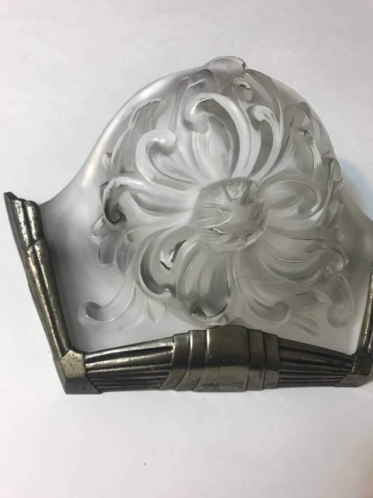Pair of French Art Deco Sconces Signed by Sabino In Excellent Condition For Sale In North Bergen, NJ