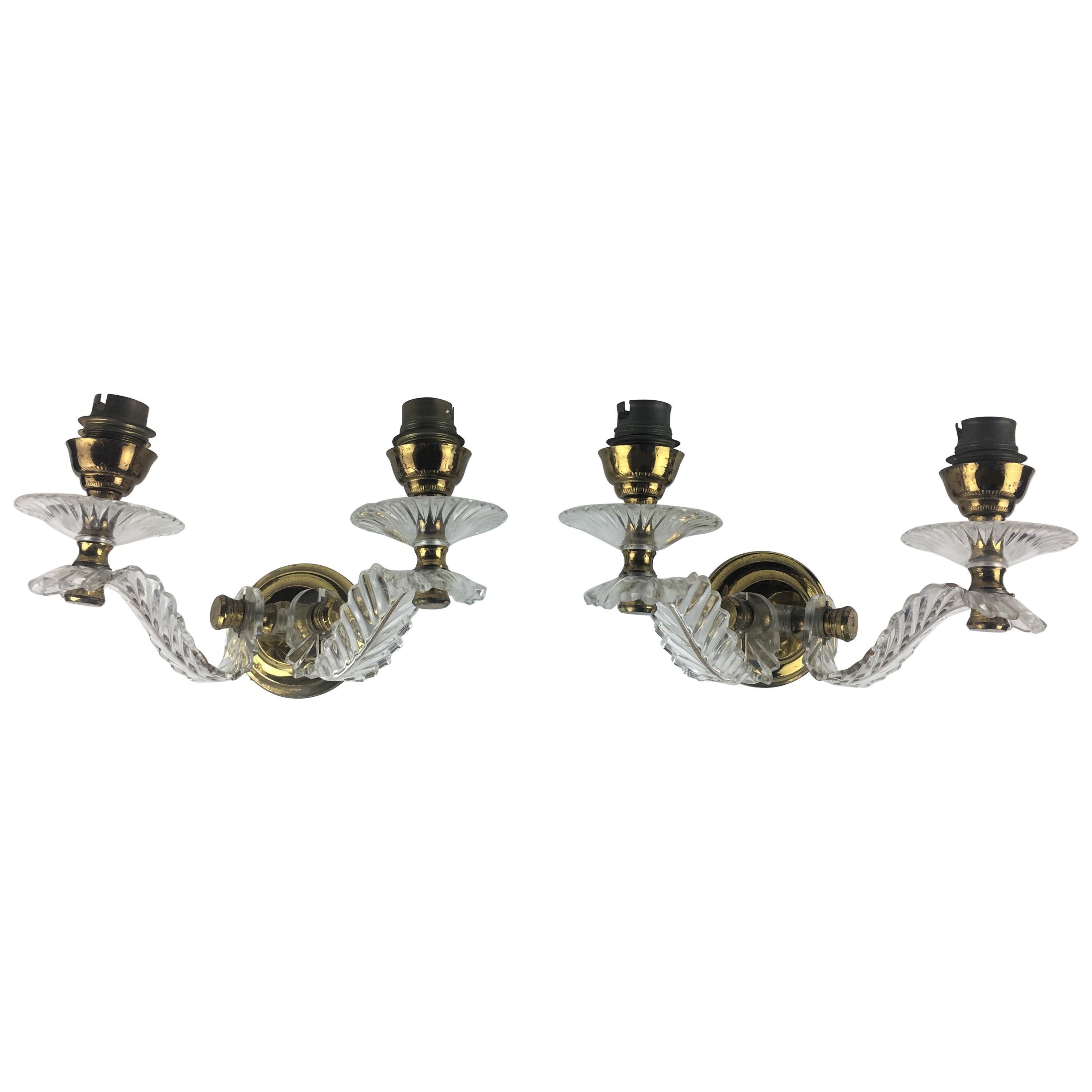 Pair of French Art Deco Sconces style Jules Leleu, circa 1930-40 For Sale