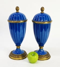 Pair of French Art Deco Sevres Porcelain Covered Urns by Paul Milet, circa 1920