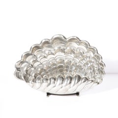 Pair of French Art Deco Shell Lamps in Polished Pewter by Vincent Garnier