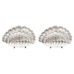 Pair of French Art Deco Shell Lamps in Polished Pewter by Vincent Garnier