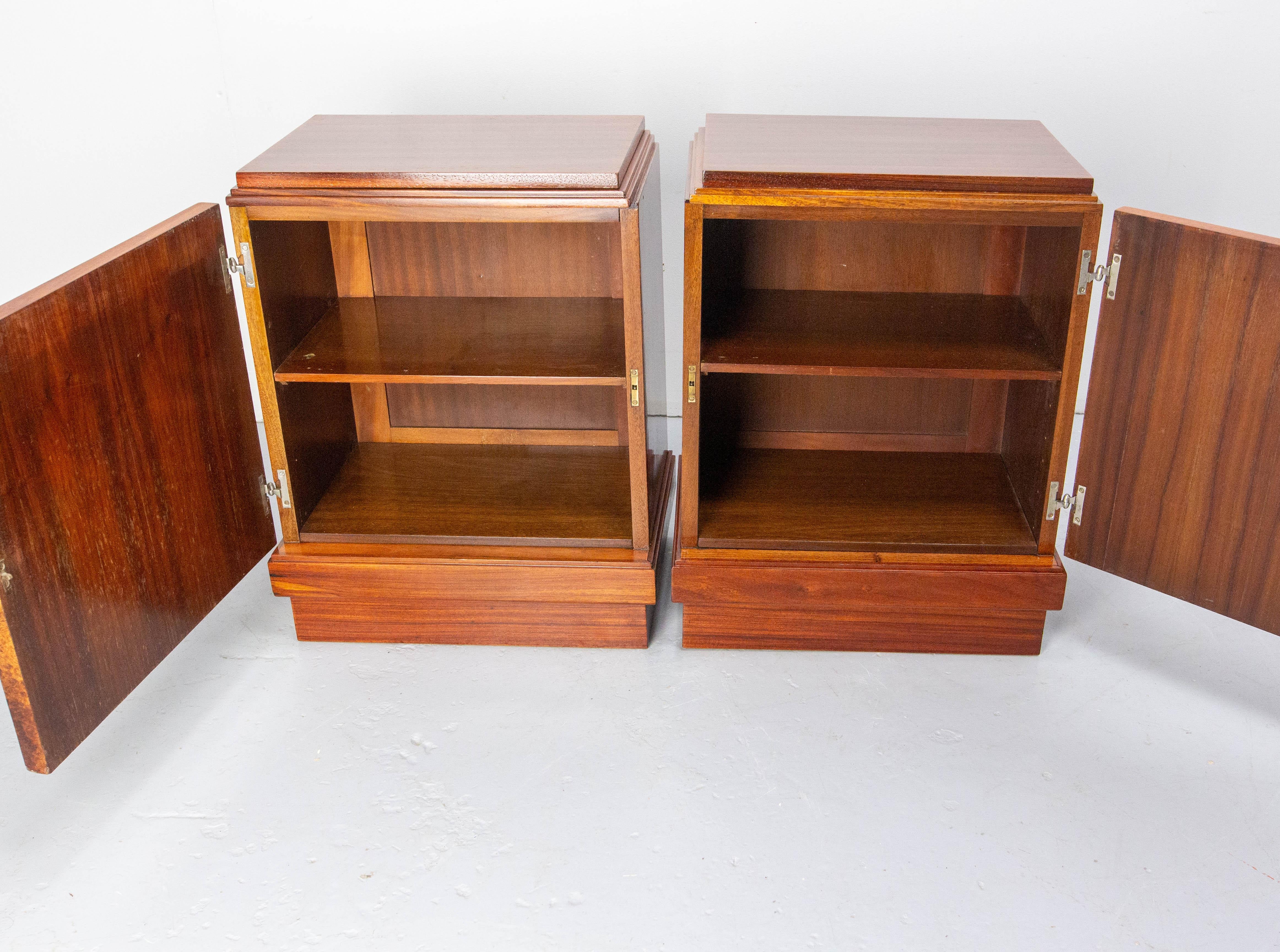 Pair of French Art Deco Side Cabinets Cedar Burl Nightstands Bedside Tables 6