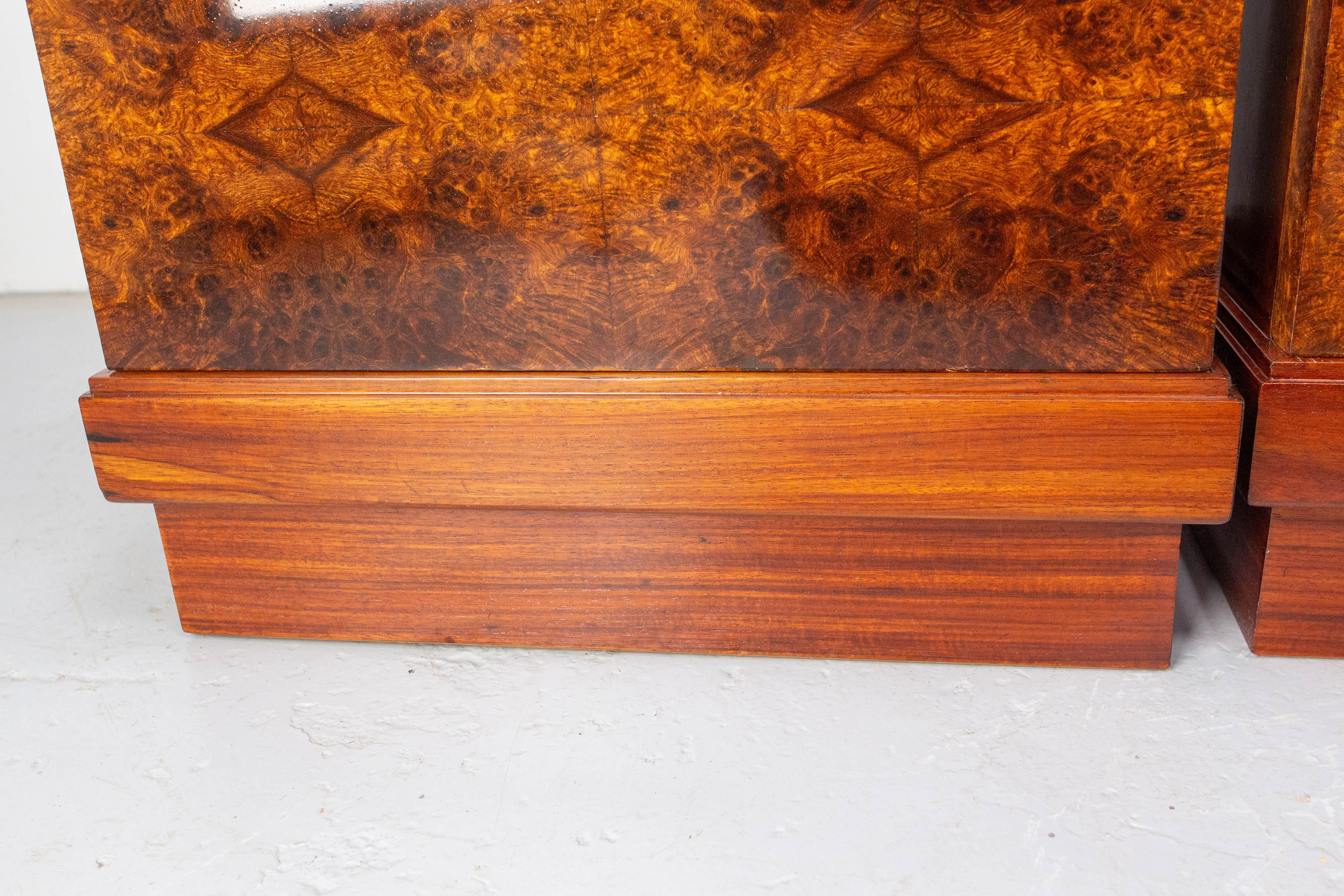 Pair of French Art Deco Side Cabinets Cedar Burl Nightstands Bedside Tables 8