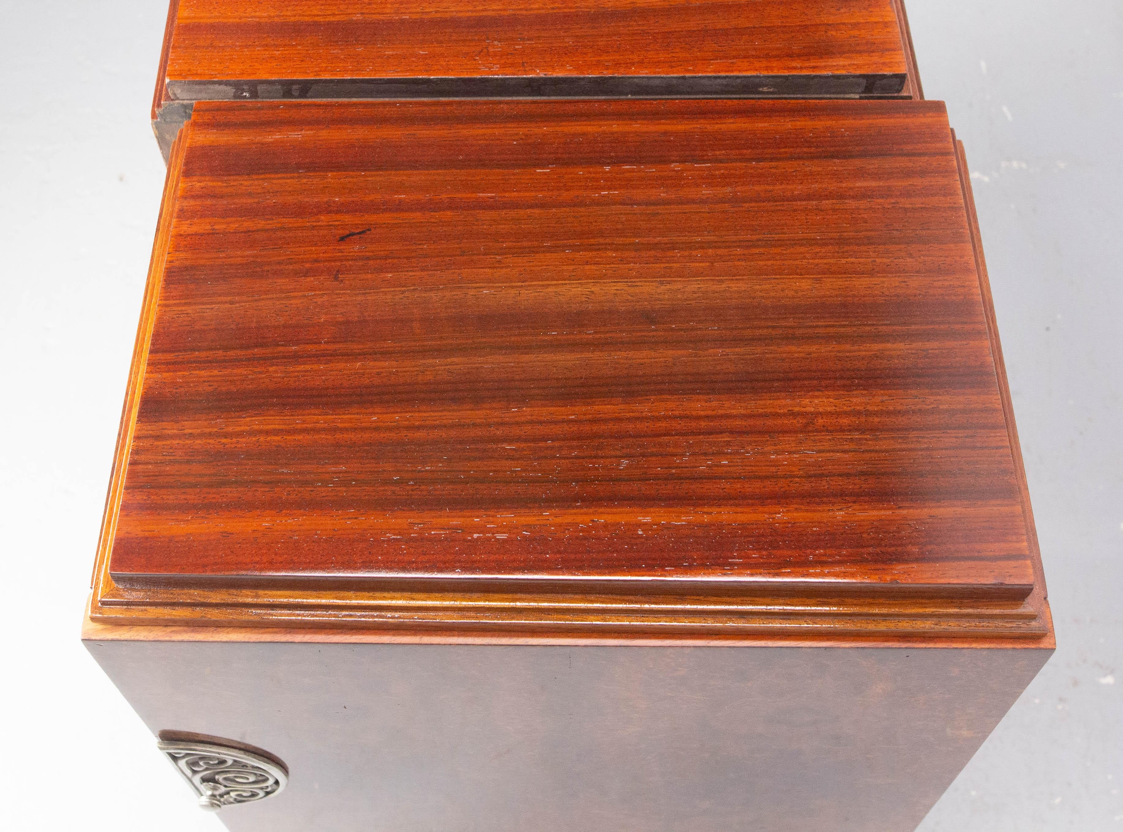 Pair of French Art Deco Side Cabinets Cedar Burl Nightstands Bedside Tables 2