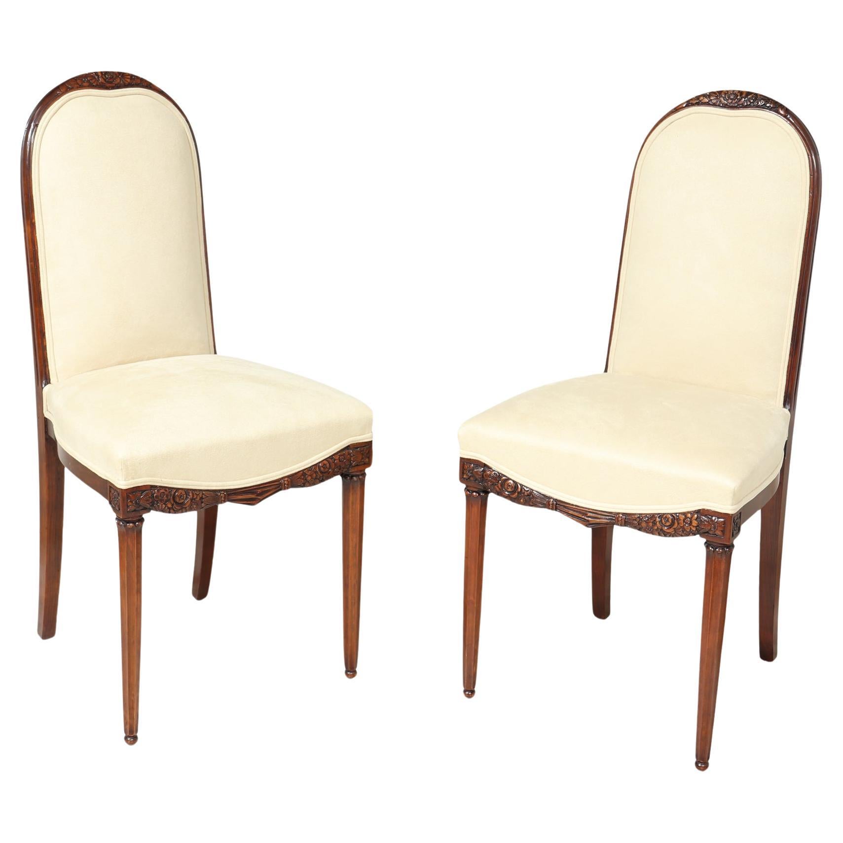 Pair of French art Deco Side Chairs by Paul Follot