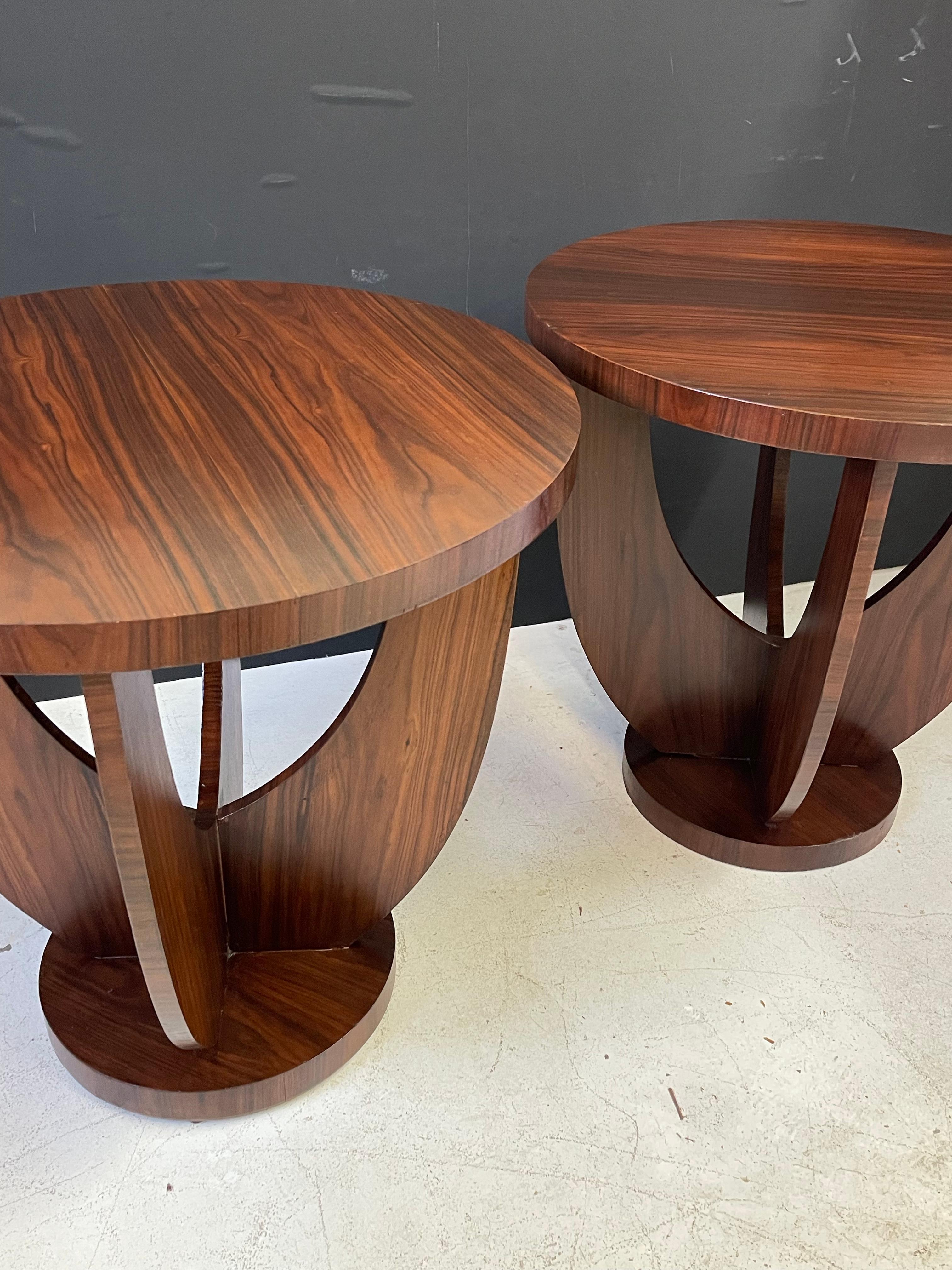Pair of French Art Deco Side Tables of Rosewood 7