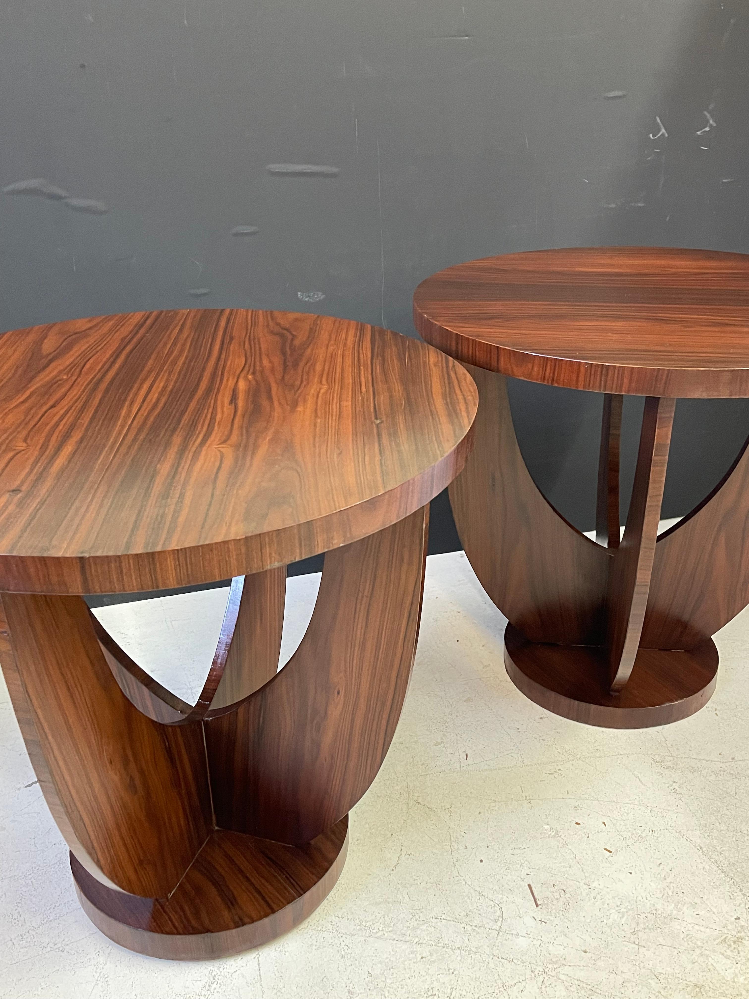 Pair of French Art Deco Side Tables of Rosewood 8